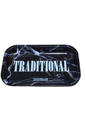Traditonal NWOT Black & White Graphic Logo Metal Tray
